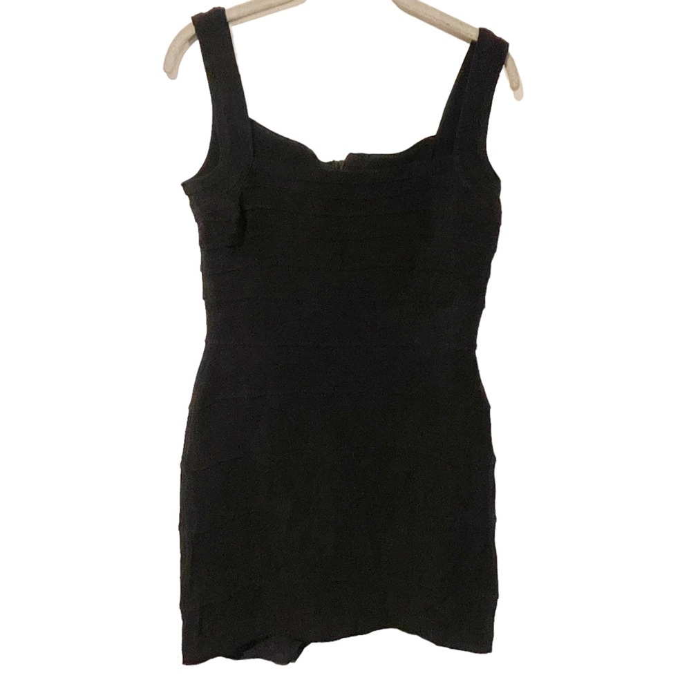 Tadashi Vintage‎ Size Large Black Bodycon Panel Tank Dress Mini